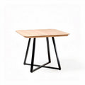 Square wooden dining table with black metal legs 80 x 80 x 75cm