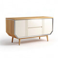 Wooden sideboard with white doors and metal accents 150 x 75 x 80cm