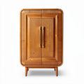 Wooden cabinet with double doors and ribbed design in natural finish 80 x 50 x 100cm