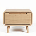 Wooden nightstand with drawer and textured surface 50 x 40 x 40cm
