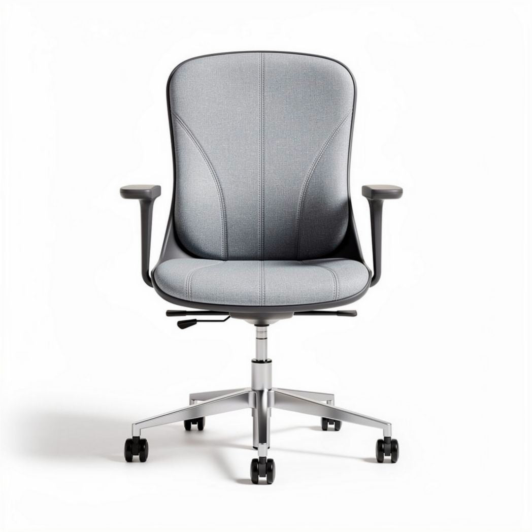 Ergonomic office chair with adjustable height gray fabric upholstery 45 x 60 x 100cm