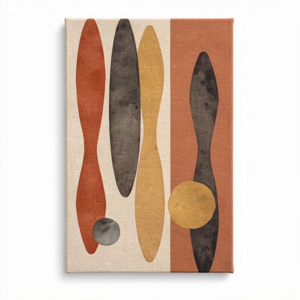 Abstract geometric canvas wall art in warm colors 30 x 20 x 2cm
