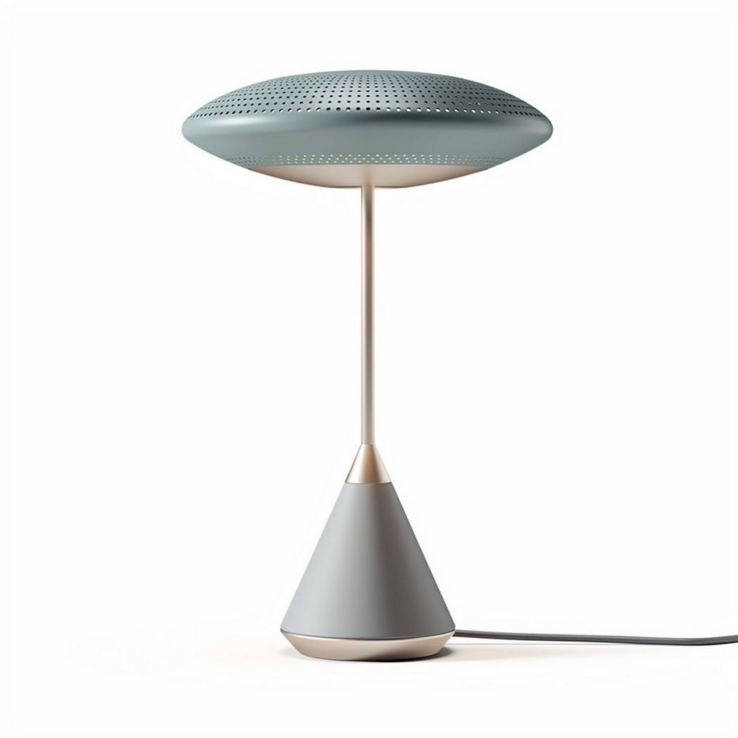 Modern desk lamp with perforated shade metal base and adjustable height 30 x 15 x 15cm