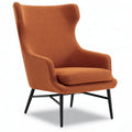 Armless accent chair in orange textured fabric with black metal legs 80 x 75 x 100cm