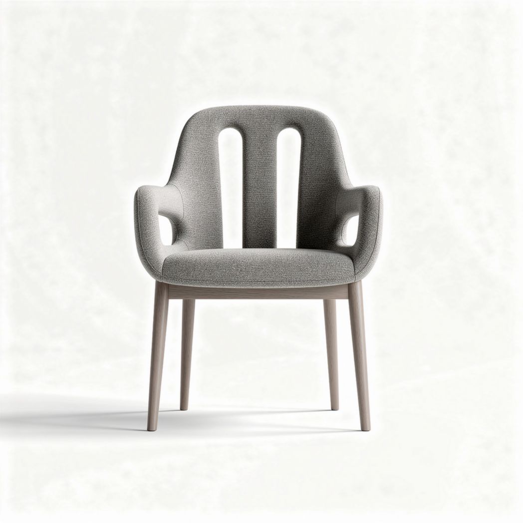 Upholstered dining chair with ergonomic design in gray fabric 60 x 60 x 80cm