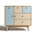 Wooden storage cabinet with four drawers and two doors in light colors 80 x 40 x 70cm