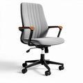 Adjustable gray office chair with wooden armrests and swivel base 50 x 60 x 100cm